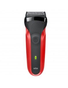 Braun Series 3 300s Rasoio Elettrico Batteria Velocità Rosso