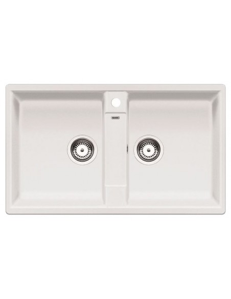 Blanco ZIA 9 1516678 Lavello 86X19 cm 2 Vasche Rettangolare Granito Bianco | tekworld.click