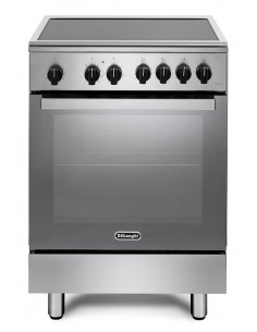 DE LONGHI DMX64INL Cucina Piano cottura a induzione 4 Fornelli con forno Elettrico da 60 cm Nero, Acciaio inox