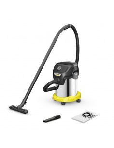 Karcher KWD3SV-17/4/20/F 16284410 Aspirapolvere Bidone Aspiratutto AC con Sacchetto per la polvere Nero, Acciaio inox, Giallo