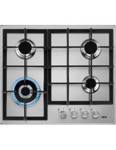 Aeg HGB64420SM Piano Cottura Gas 4 Fornelli 56 cm Nero, Acciaio inox