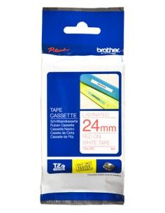 Brother Nastro Etichette TZe252 24mm white/red - TZE252