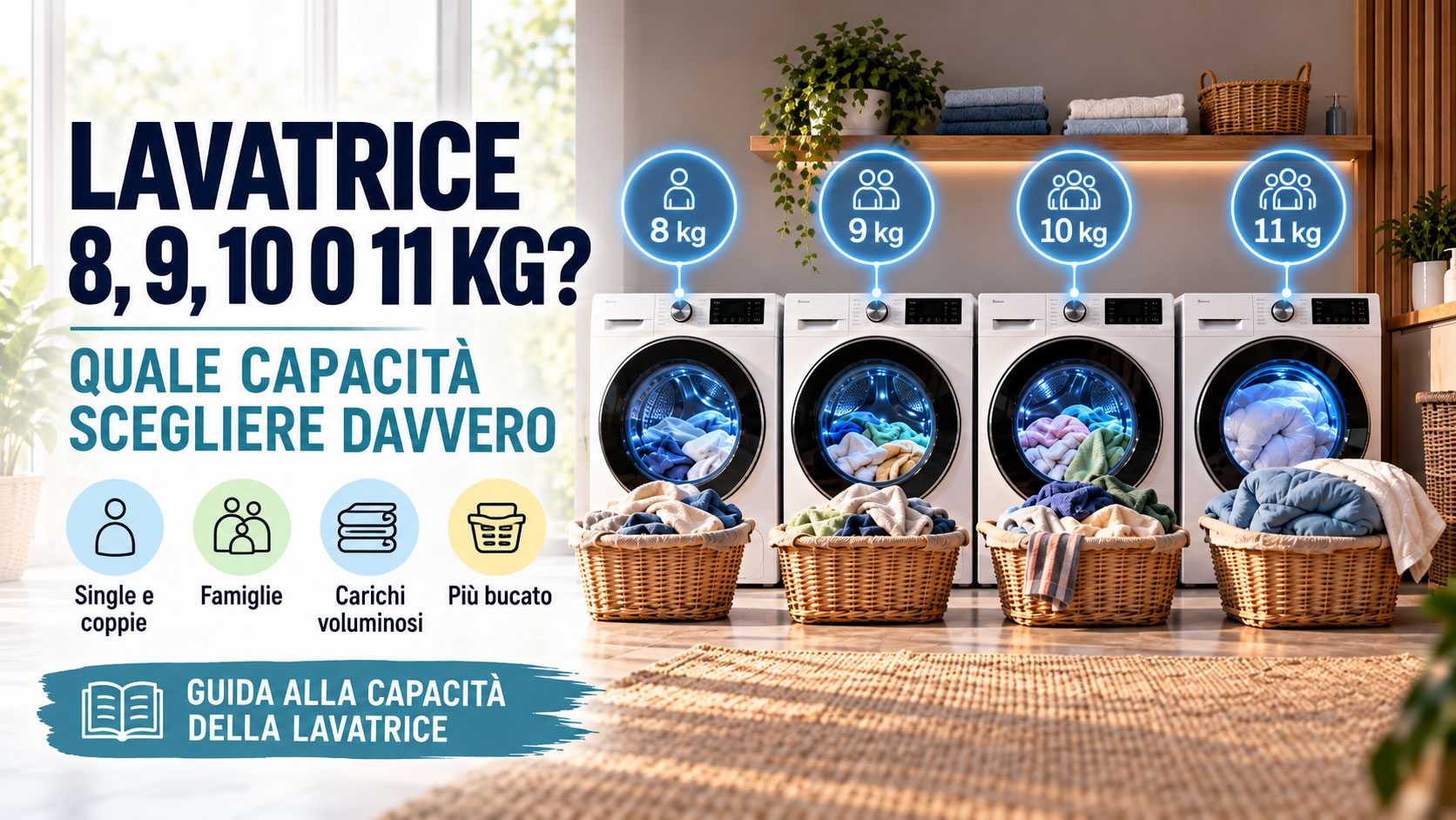 Lavatrice da 8, 9, 10 o 11 kg: quale capacità scegliere davvero?