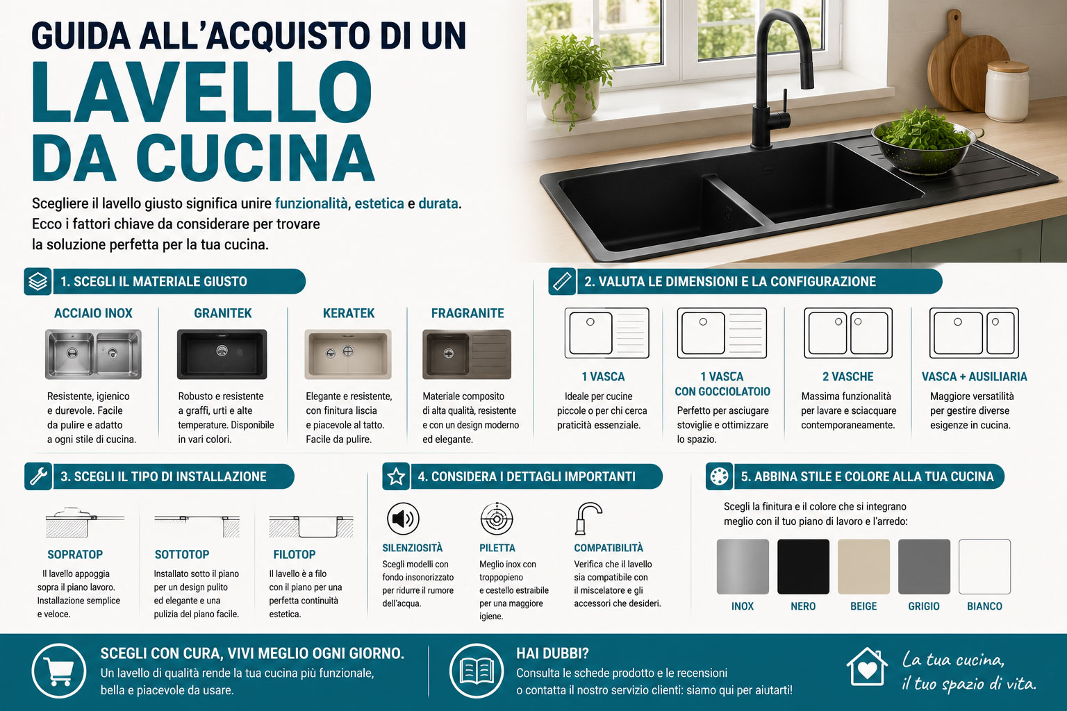 Guida all'acquisto di un Lavello da Cucina